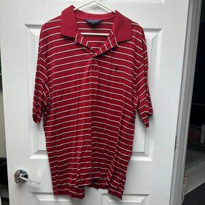 Ralph Lauren, Short Sleeve Polo, XL, Red with white stripes, Dry fit material